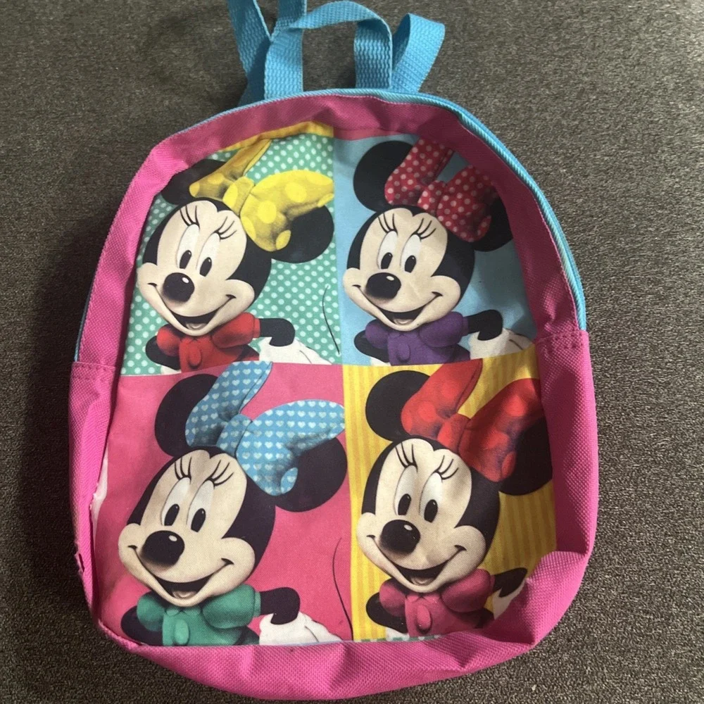 Minnie‎ Mouse Pink Backpack School Bag Small Turquoise Straps Disney